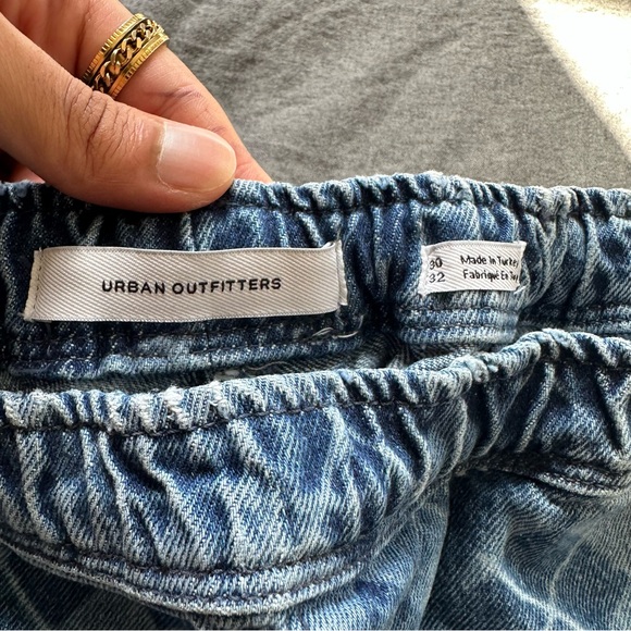 URBAN OUTFITTERS DENIM BEACH PANTS - BLUE CHECKERBOARD - Picture 4 of 7